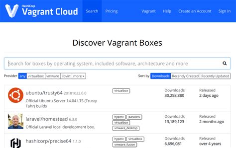 vagrant search boxes